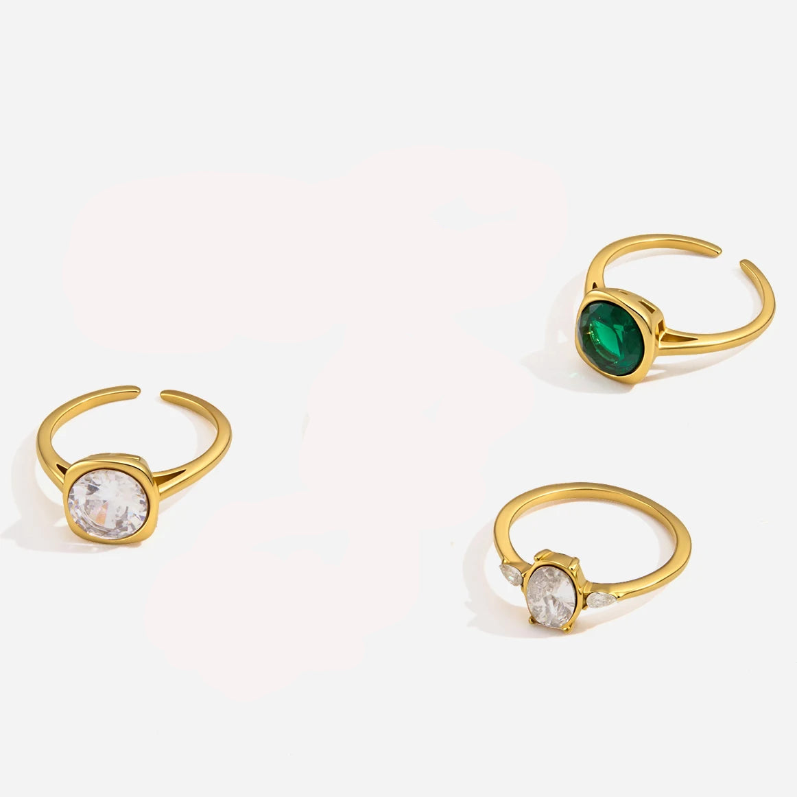 Anillos Clásicos Elegantes Circón Brillante | Dorado