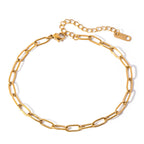 Tobillera Con Eslabones Alargados Estilo Clip | Dorado
