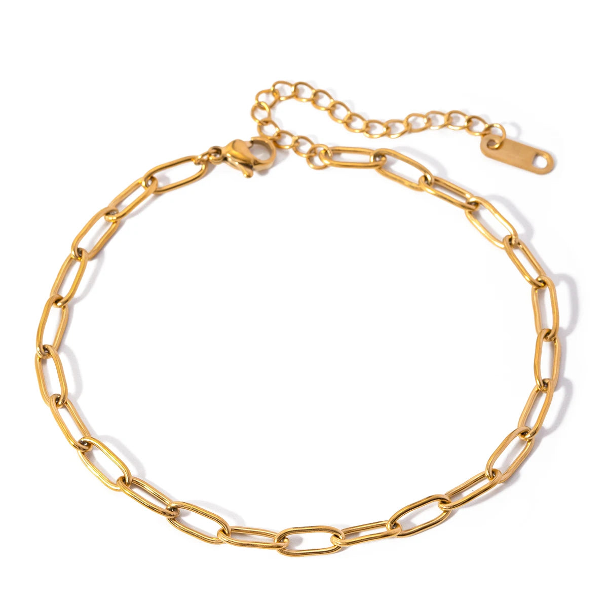 Tobillera Con Eslabones Alargados Estilo Clip | Dorado