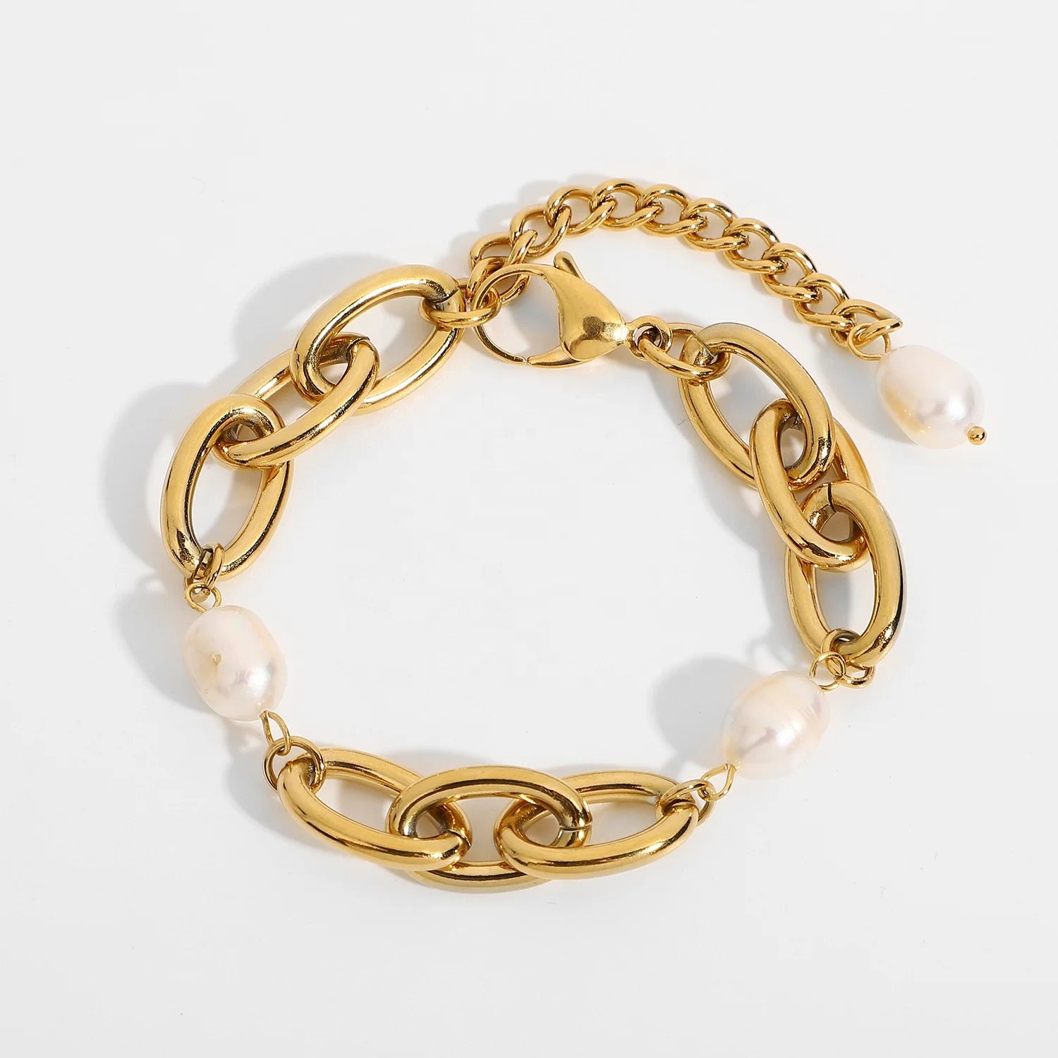 Pulsera De Estilo Barroco Con Perlas Organicas | Dorado