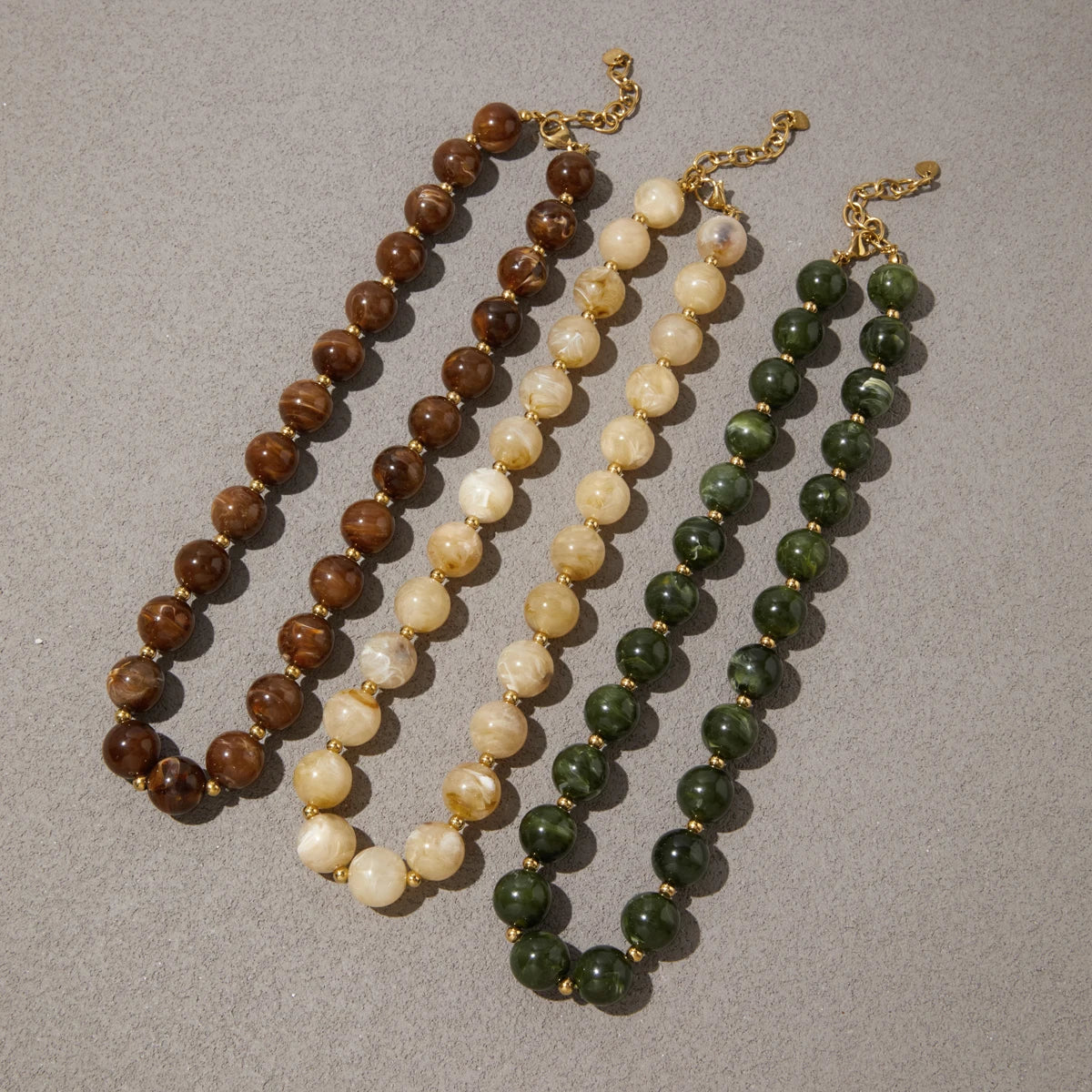 Collares Resina Marmoleada Vintage | Dorado