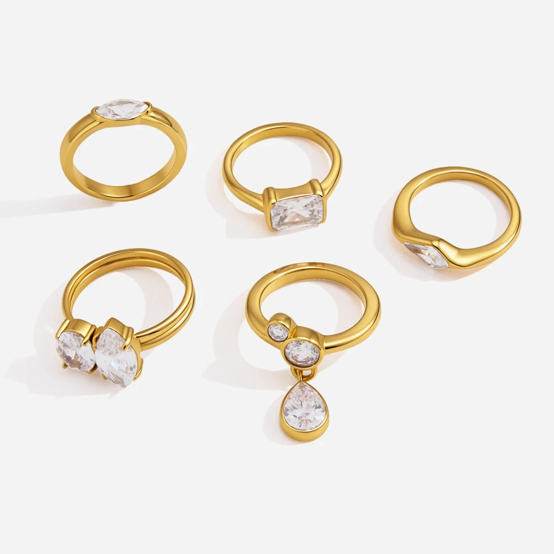 Anillos minimalistas con Circonia  | Dorado