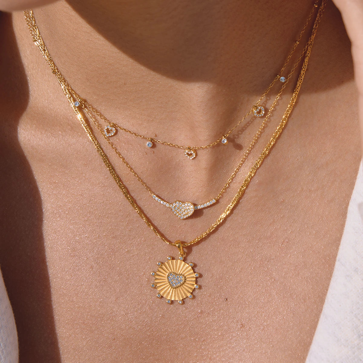 Collar Fino Multi Dijes  Corazon | Dorado