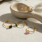 Anillos Minimalistas Con Piedras Brillantes | Dorado