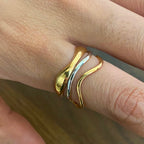 Anillo Abstracto Lineas Curvas | Dorado y Bicolor