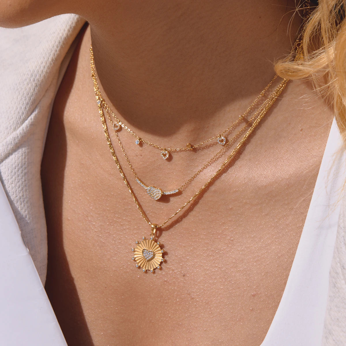 Collar Fino Multi Dijes  Corazon | Dorado