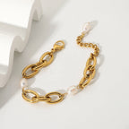 Pulsera De Estilo Barroco Con Perlas Organicas | Dorado