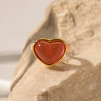 Anillo Corazon Grande Rosado | Dorado