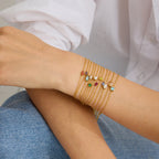Pulseras De Cadena Fina Con Cristal | Dorado