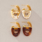 Zarcillos Elegantes con Resina Marmoleada | Dorado