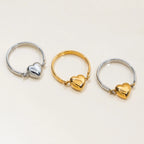 Anillos Banda Corazon Movible | Dorado y Plateado