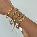 Pulsera De Eslabones Con Nudo Central Entrelazado | Bicolor