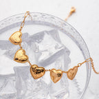 Collar 5 Corazones Dijes | Dorado