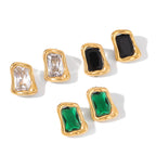 Zarcillos Modernos Con Piedra Facetada - Colores | Dorado