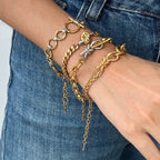 Pulsera De Eslabones Con Nudo Central Entrelazado | Bicolor