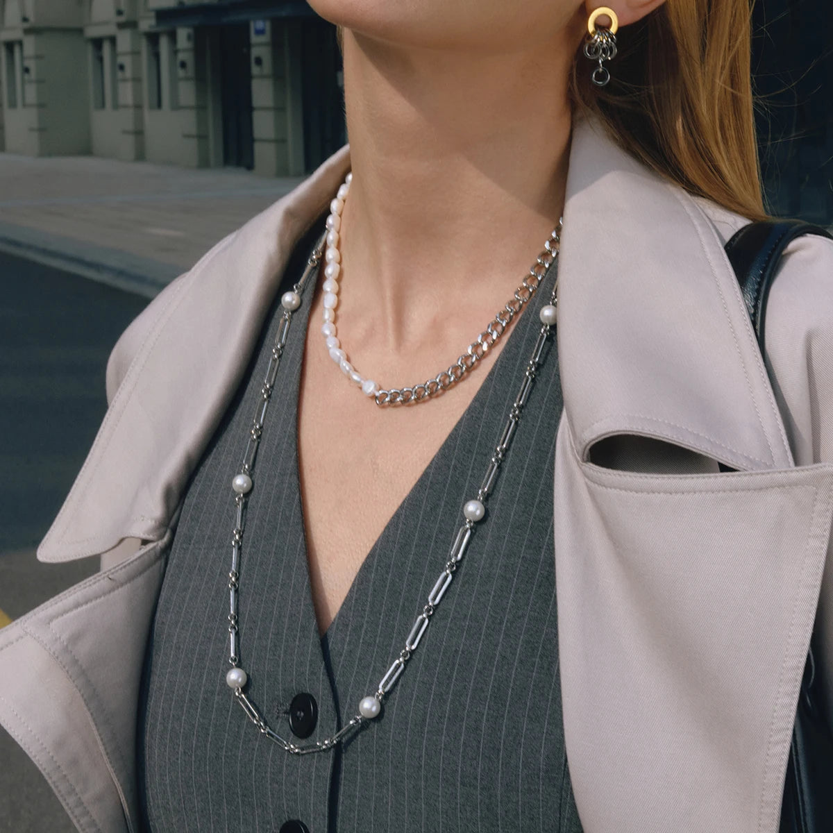 Collares de Cadena Mixta / Mitad Perla  | Dorado y Plateado