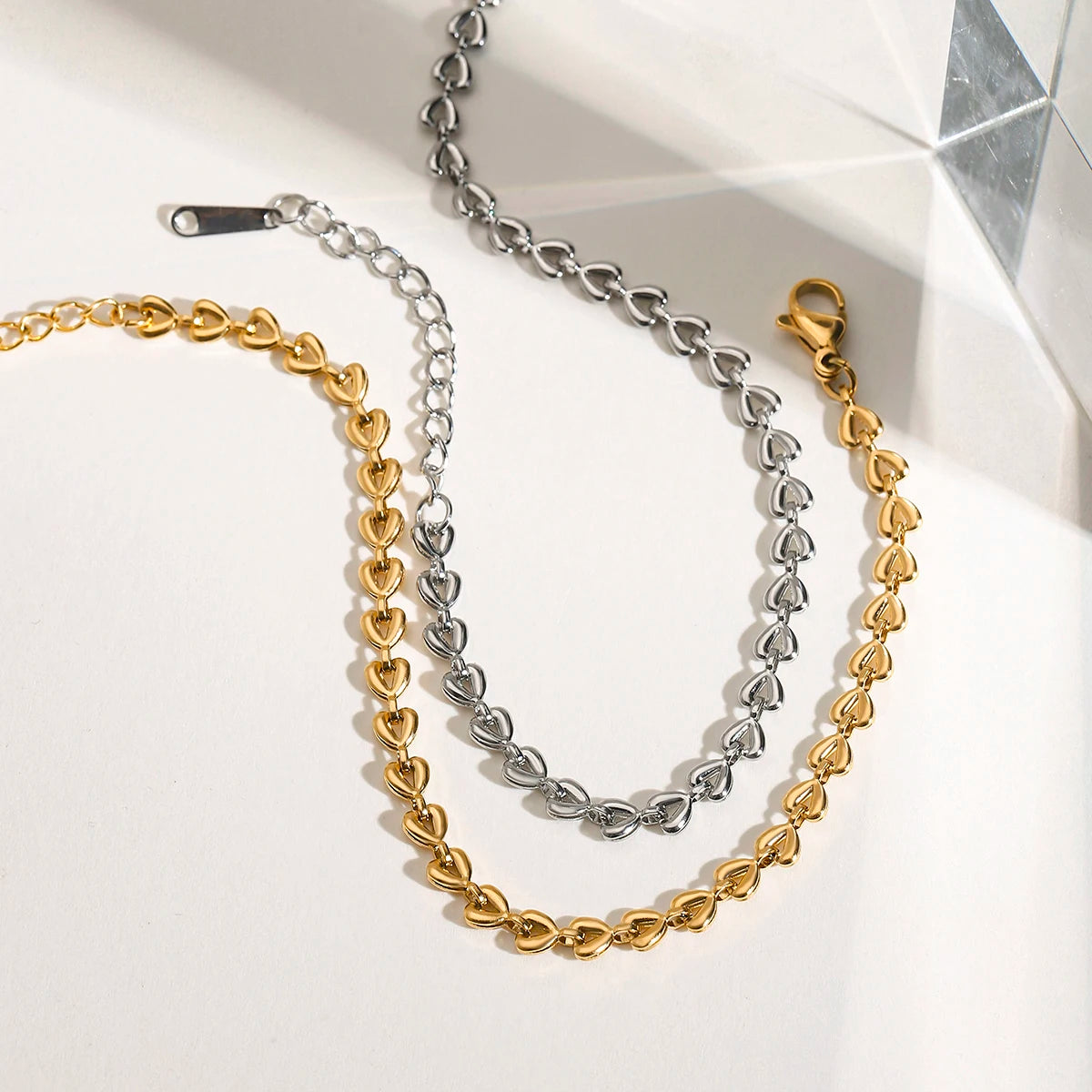 Pulseras con Forma de Corazón Mini | Dorado y Plateado
