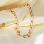 Tobillera Con Eslabones Alargados Estilo Clip | Dorado