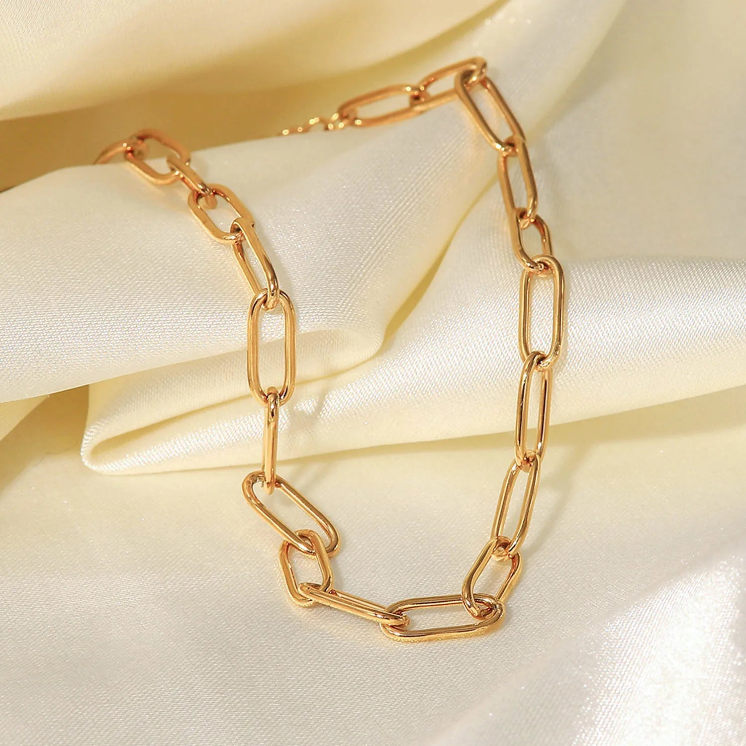 Tobillera Con Eslabones Alargados Estilo Clip | Dorado