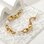Pulsera De Estilo Barroco Con Perlas Organicas | Dorado