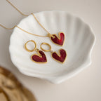 Argolla Corazon Colgante Rojo | Dorado