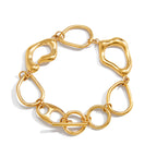 Pulsera Artistica Con Eslabon Abstracto Y Cierre T | Dorado
