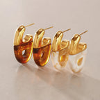 Zarcillos Elegantes con Resina Marmoleada | Dorado