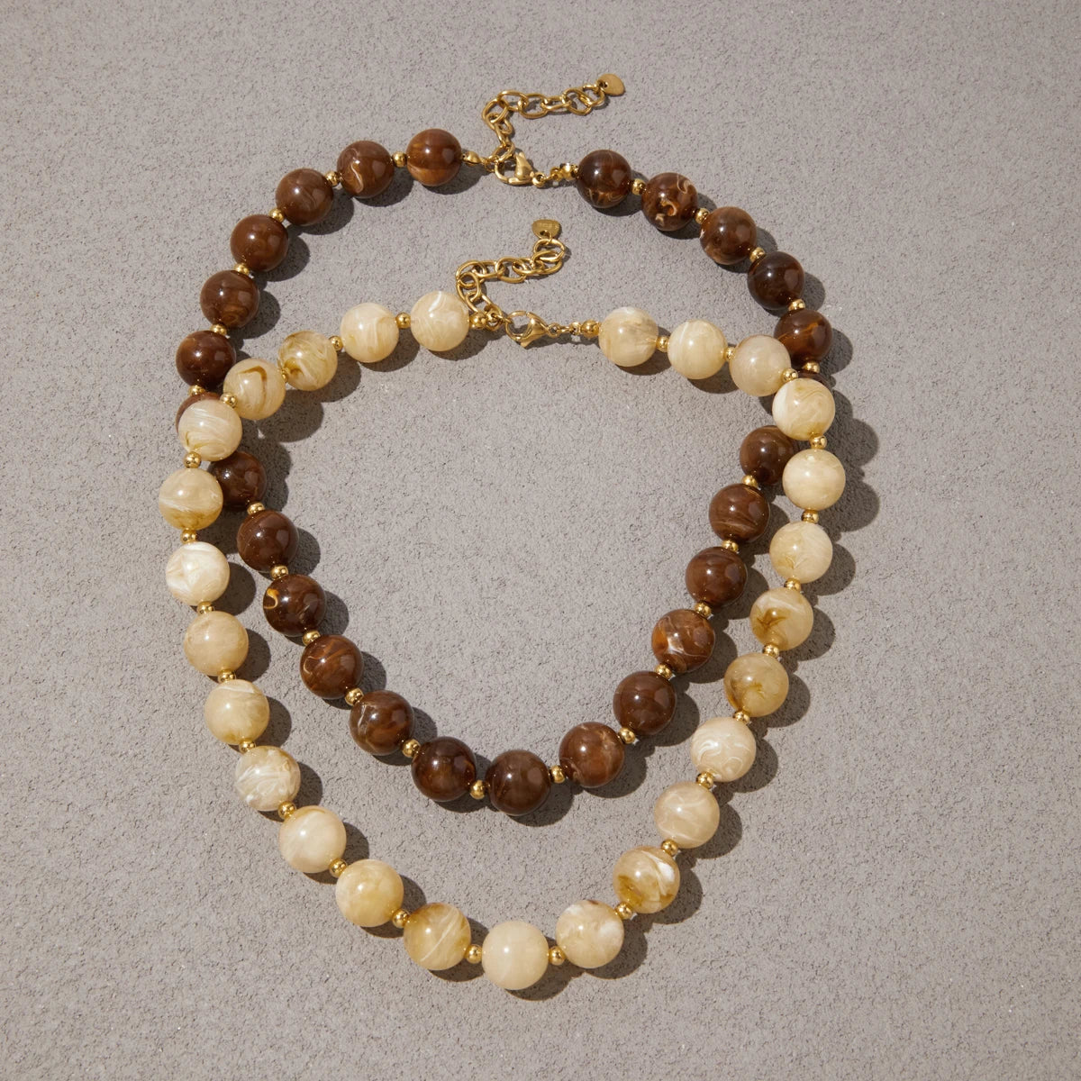 Collares Resina Marmoleada Vintage | Dorado