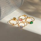 Anillos Minimalistas Con Piedras Brillantes | Dorado