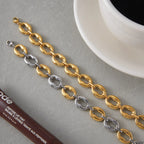 Pulsera De Eslabones Ovalados Con Textura Irregular | Dorado