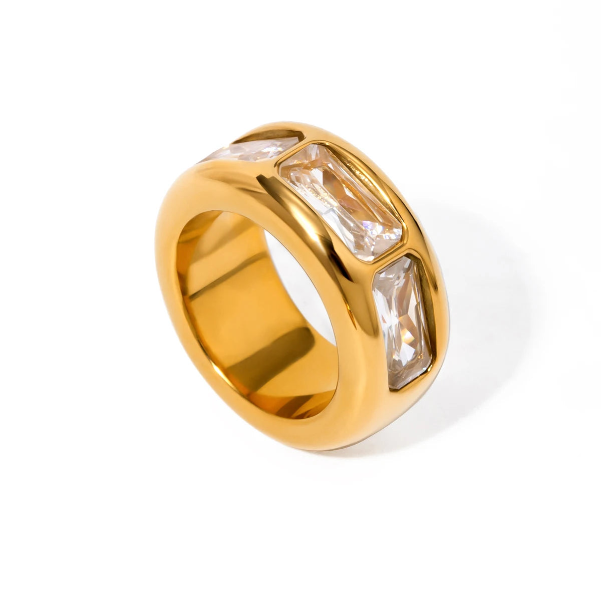 Anillos Gruesos Brillos Elegantes | Dorado