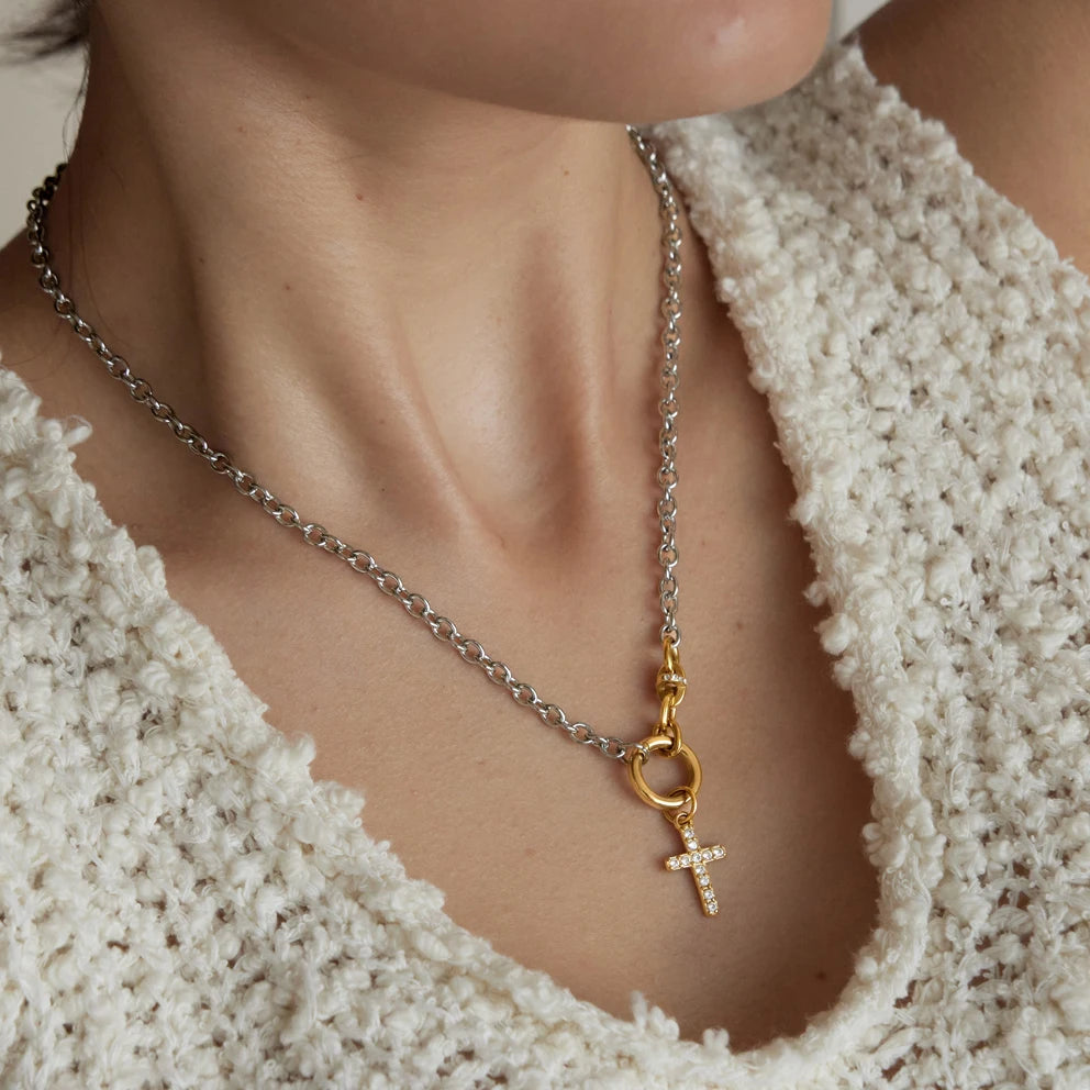 Collares Vínculo de Fe | Dorado Plateado Bicolor