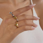 Anillos Banda Corazon Movible | Dorado y Plateado