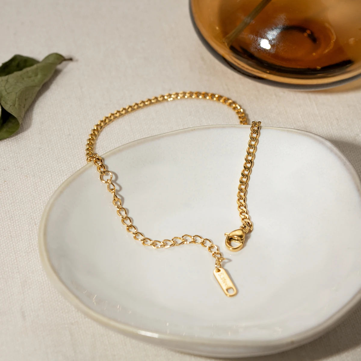 Tobillera De Cadena Cubana Fina | Dorado