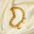 Pulsera De Uniones Variadas Y Figuras Romanticas | Dorado