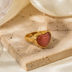 Anillo Corazon Grande Rosado | Dorado