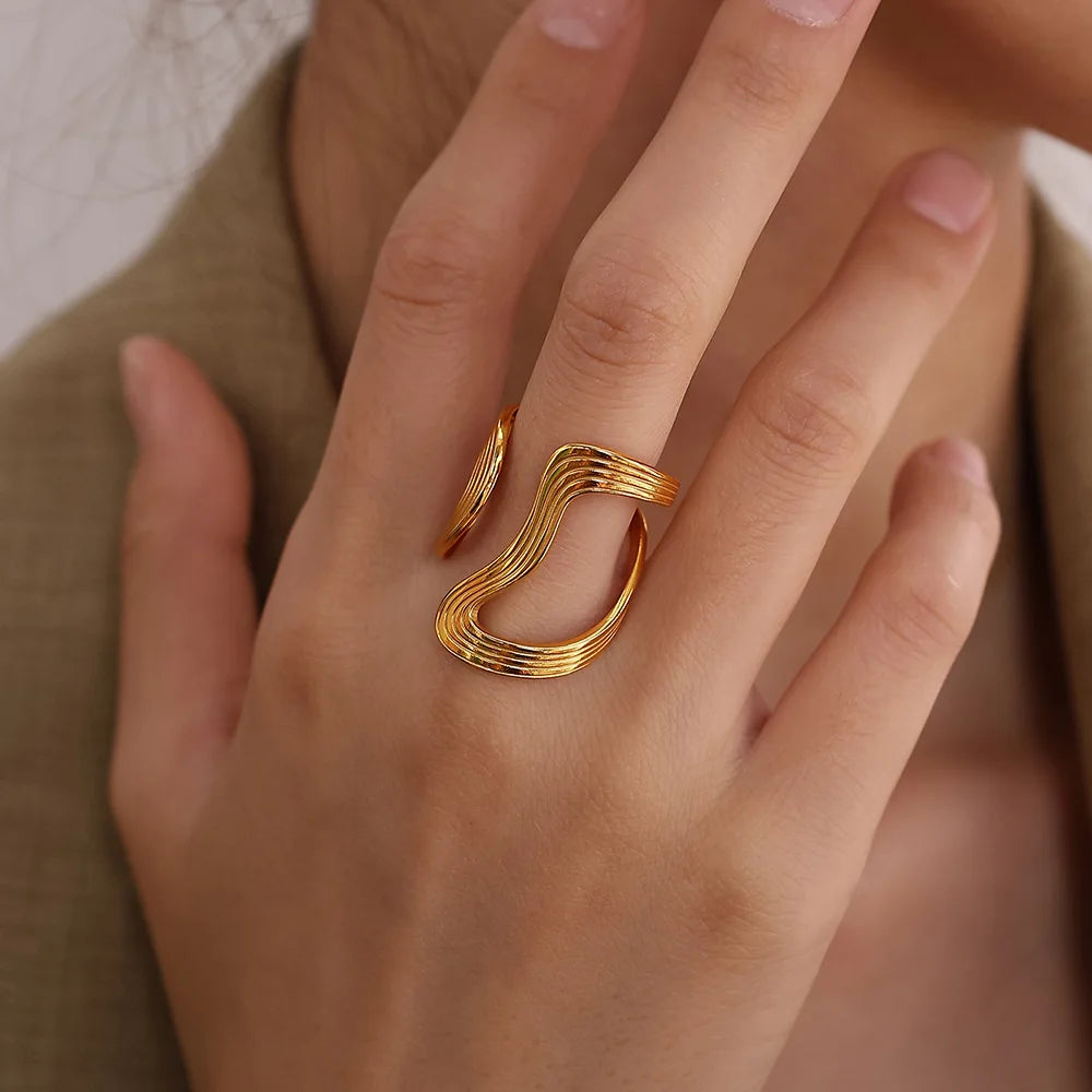Anillo Formas Lineas | Dorado