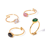 Anillos Minimalistas Con Piedras Brillantes | Dorado