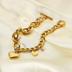 Pulsera De Uniones Variadas Y Figuras Romanticas | Dorado