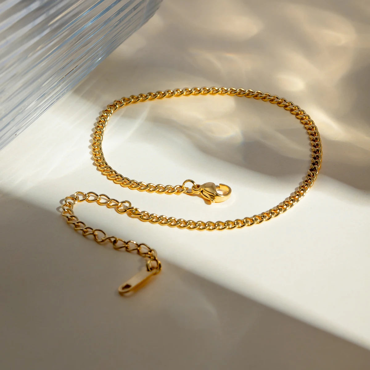 Tobillera De Cadena Cubana Fina | Dorado