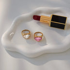 Anillo Grande Corazon Brillante Blanco | Dorado