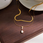 Collar Doble Dije Brillante 3puntos | Dorado