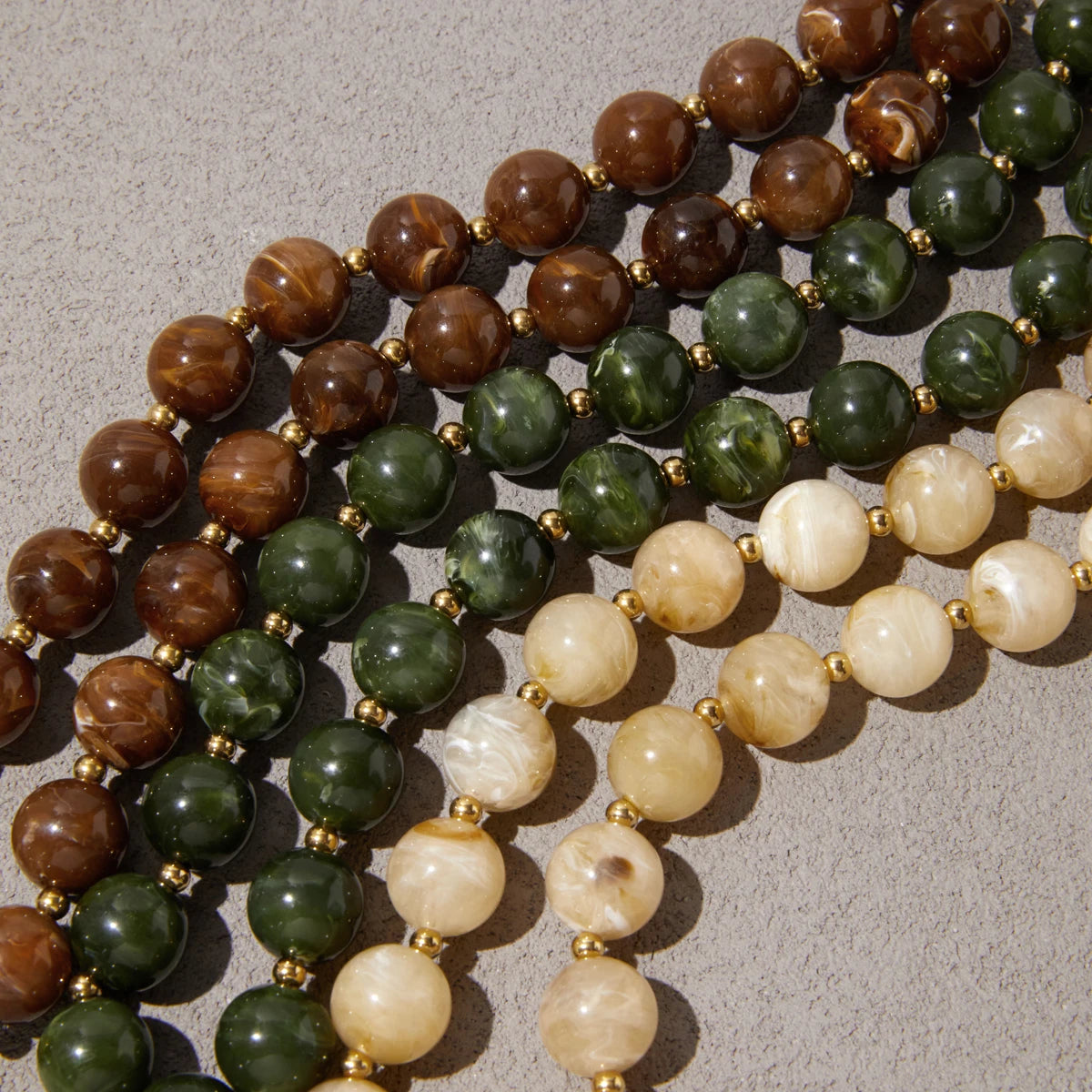 Collares Resina Marmoleada Vintage | Dorado