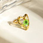 Anillo Resina Minimalista Florverde | Dorado