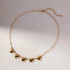 Collar 5 Corazones Dijes | Dorado