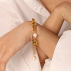 Pulsera De Estilo Barroco Con Perlas Organicas | Dorado