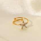 Anillo Delicado Flor Brillante | Dorado