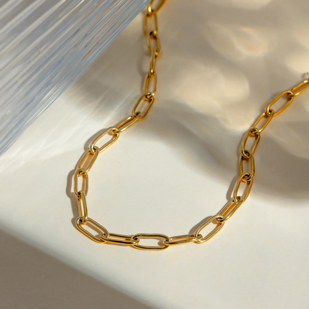 Tobillera Con Eslabones Alargados Estilo Clip | Dorado