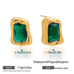 Zarcillos Modernos Con Piedra Facetada - Colores | Dorado