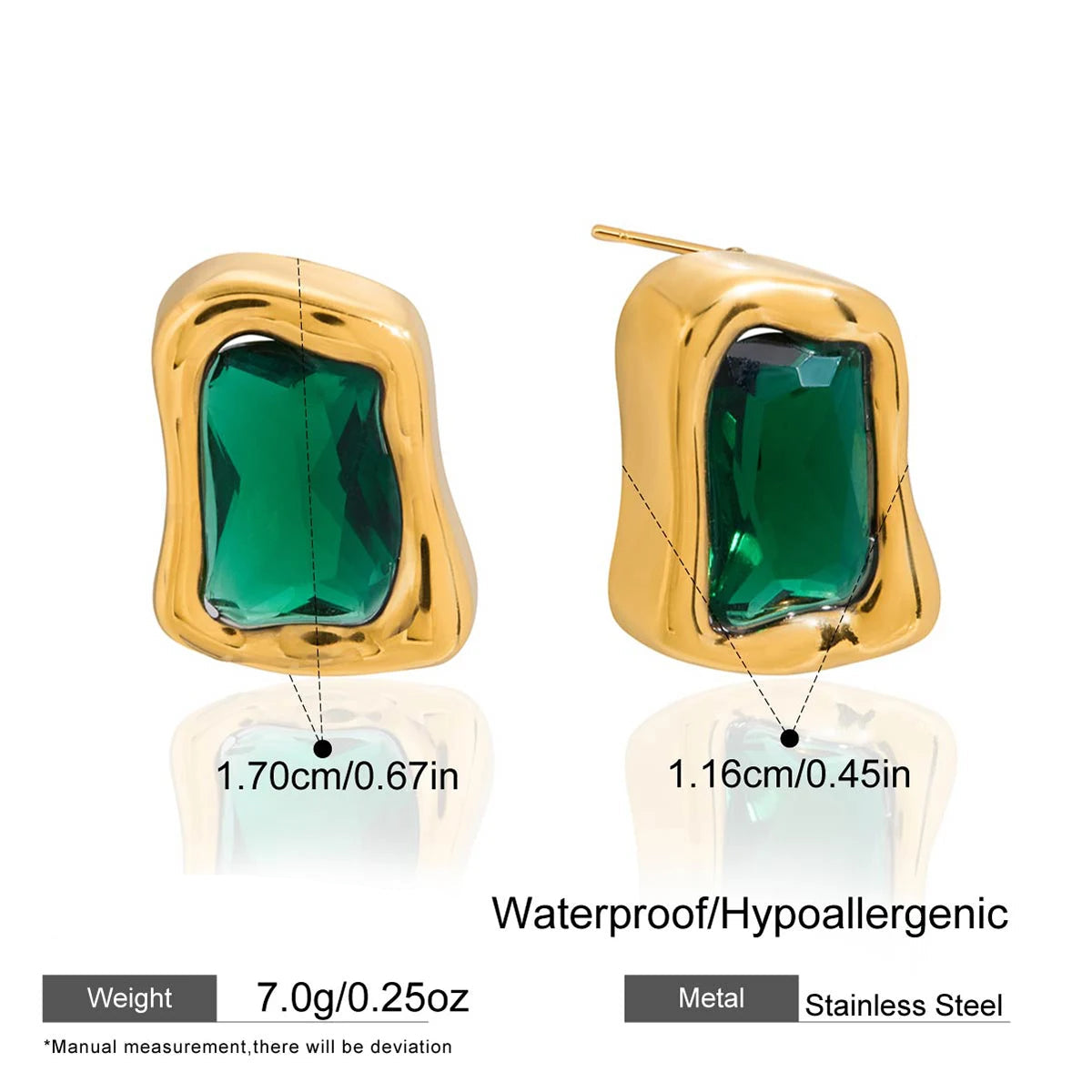 Zarcillos Modernos Con Piedra Facetada - Colores | Dorado